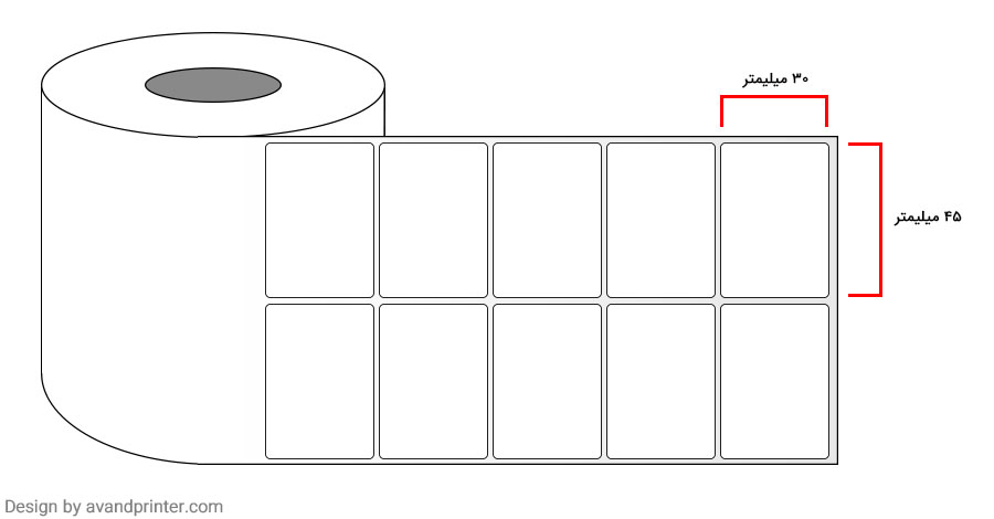 لیبل (برچسب) کاغذی دو ردیفه Paper Label 30x45