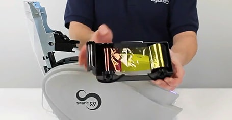 آموزش نصب ریبون روی دستگاه کارت پرینتر Smart 50