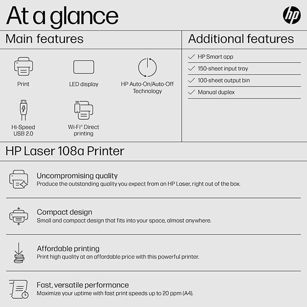 پرینتر لیزری تک کاره اچ پی مدل 108a
